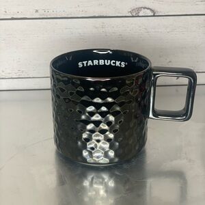 2019 Starbucks 12oz Black Metallic Textured Ceramic Mug